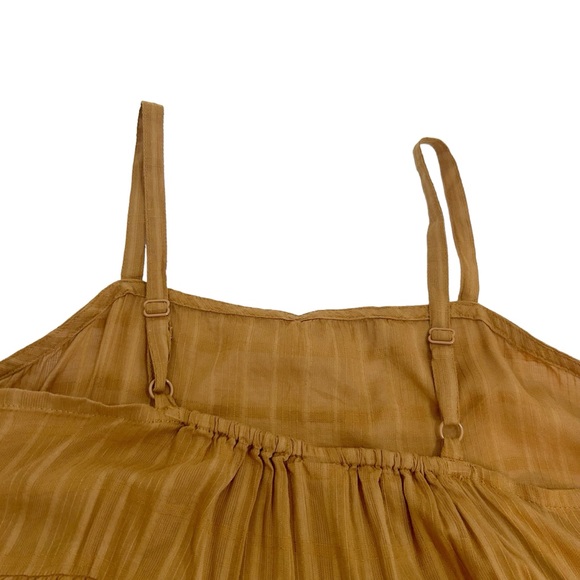 Old Navy Coin Toss Brown Striped Tiered Swing Dress, Petite Size Medium - Picture 4 of 12